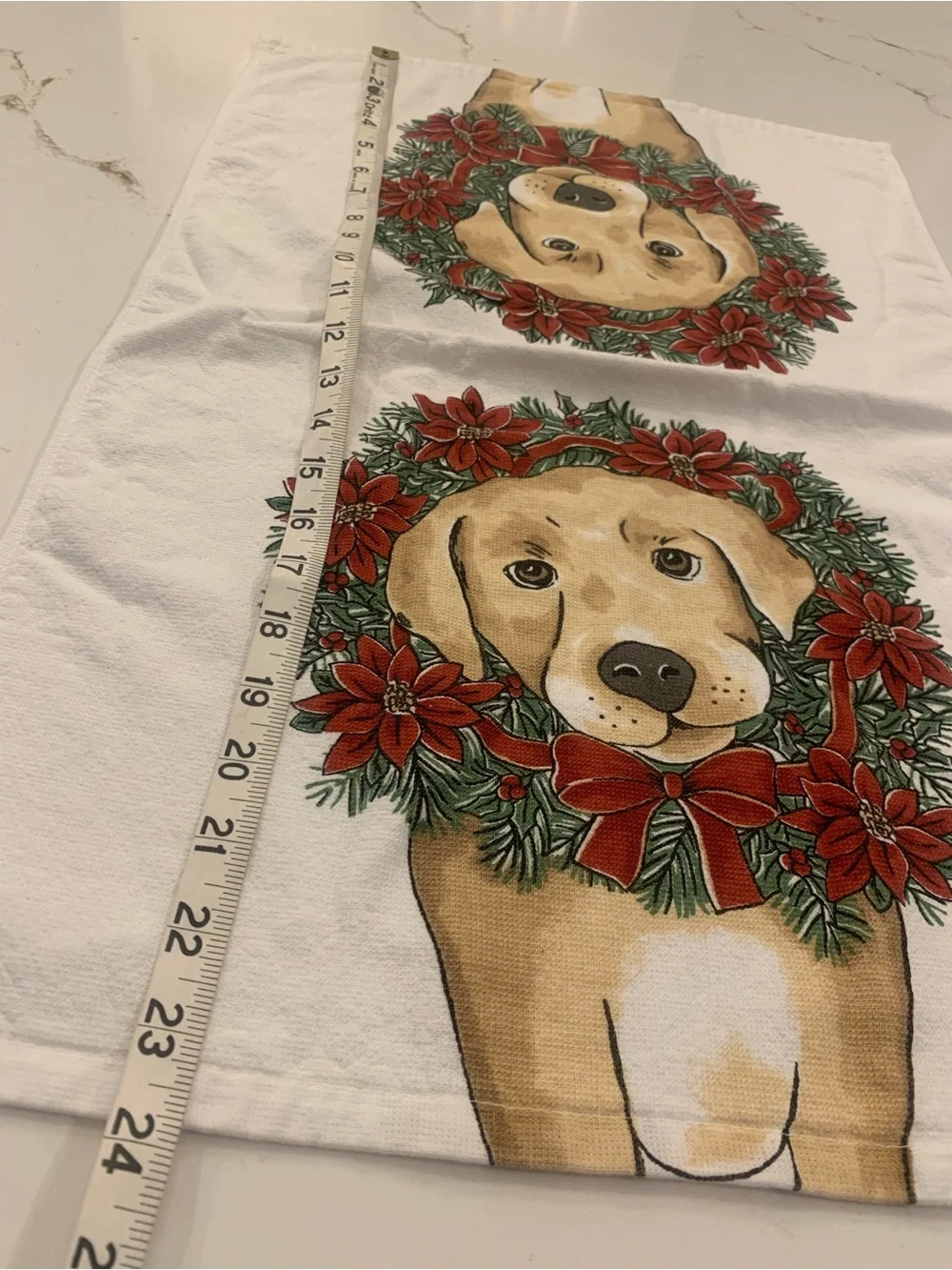 Golden Retriever Holiday Kitchen Towels By Ritz Set Of 4 Poinsettia Wreath Dogs